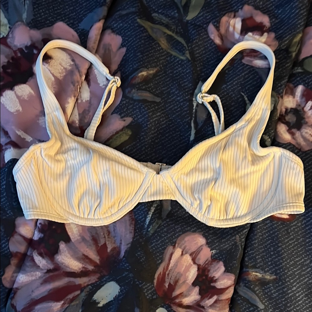 White Ribbed Bikini Top
